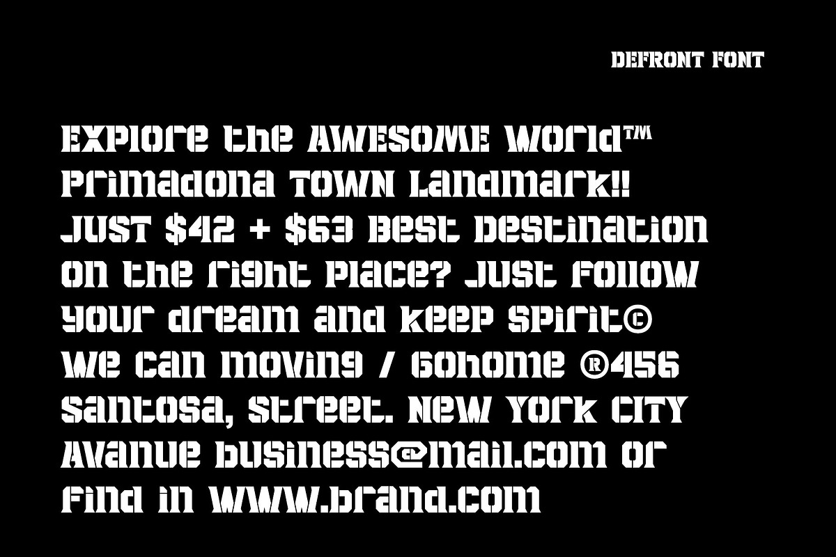 Defront Stencil Font, a Sans Serif Font by RantautypeStudio (Photo 13 of 15)