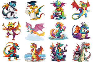 50 Colorful Dragon Cliparts 2