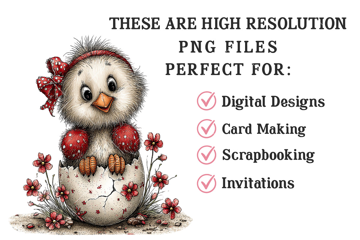 Whimsical Easter Chick Clipart, an Illustration by OK Design (Photo 5 of 6)