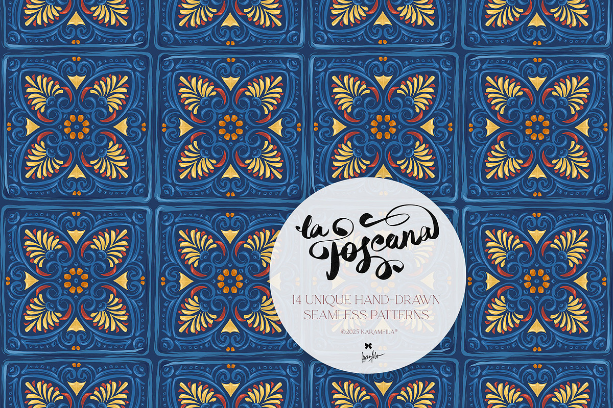 Tuscany Tiles Wine Seamless Patterns, a Pattern Graphic by KaramfilaS (Photo 13 of 18)