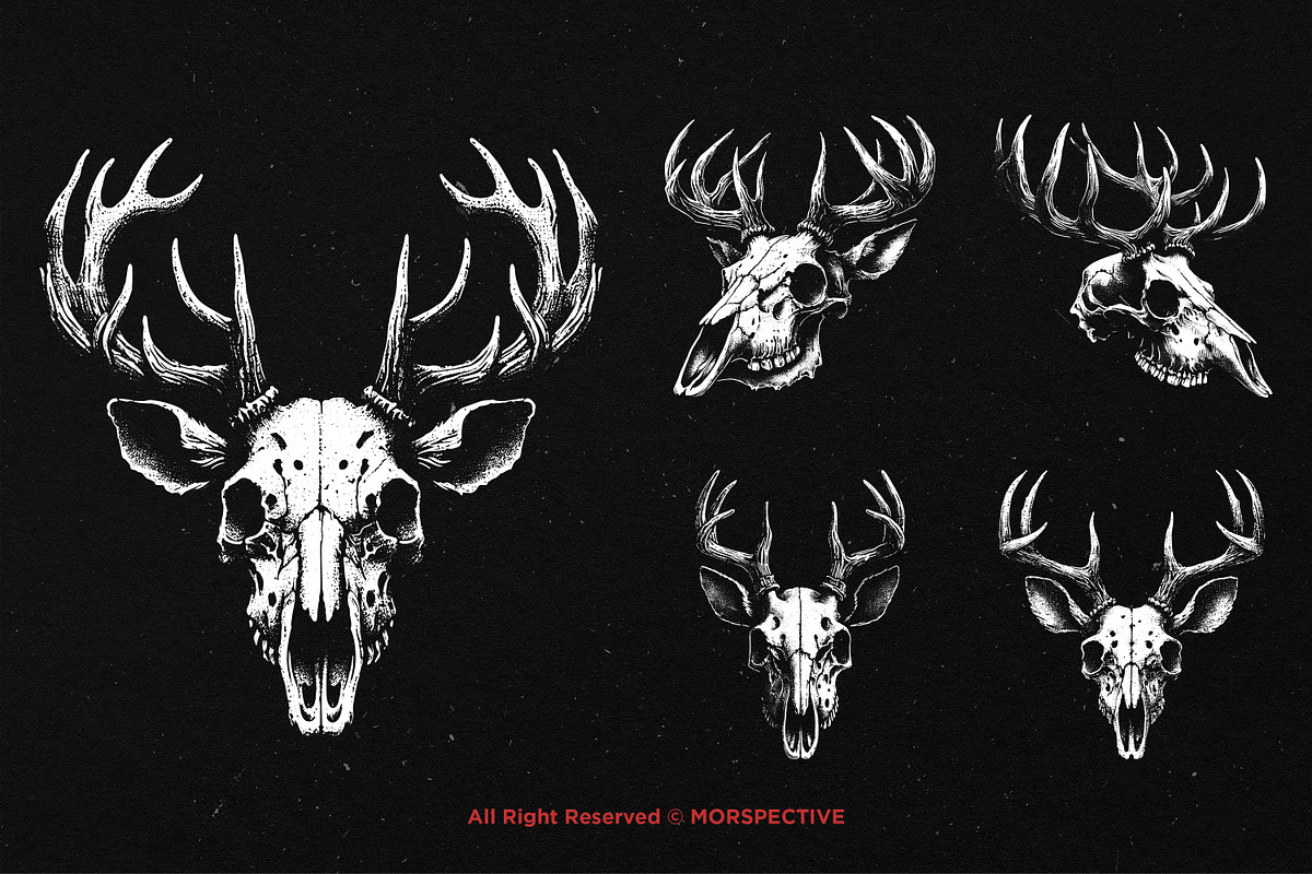 10 Bundle Dark Art Skull Deer Head, an Illustration by Morspective (Photo 5 of 7)