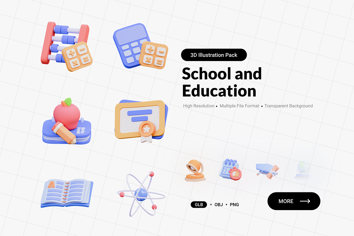 School and Education 3D Illustration, an Object 3D Model by nixxdesign (Photo 1 of 5)