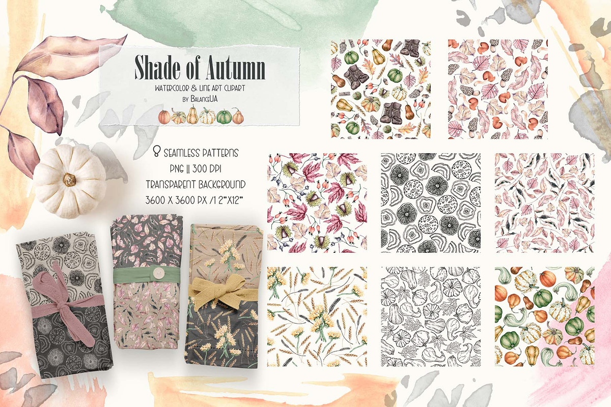 Shade of Autumn Watercolor Clipart, a Decorative Illustration by BalanceUA (Photo 15 of 18)