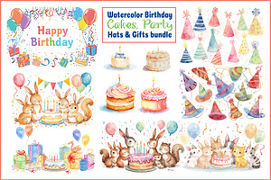 watercolor birthday Cakes Party, a Graphic by Creativeshirt