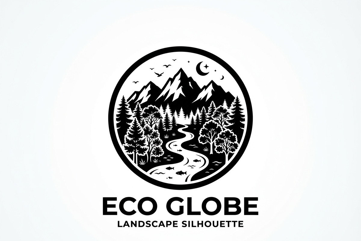 60 Eco Globe Landscape Silhouette, a Technology Illustration by Amazin_art (Photo 24 of 29)
