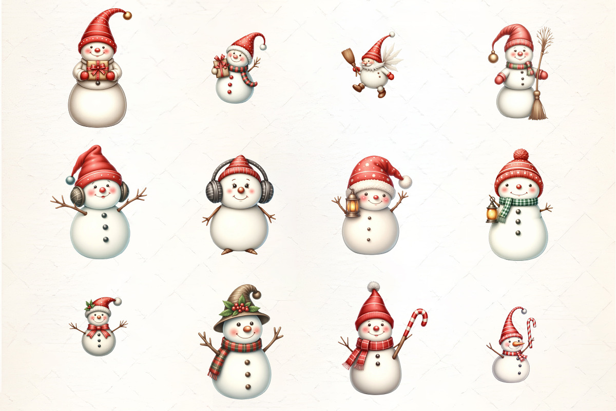Vintage Christmas  Snowman, an Illustration by CrexoraLab (Photo 2 of 5)