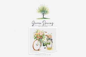 Watercolor Spring Foliage Clipart