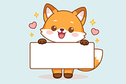 Fox Mascot Holding Sign Board, an Animal Illustration by Artpon Illustration (Thumbnail 3 of 3)