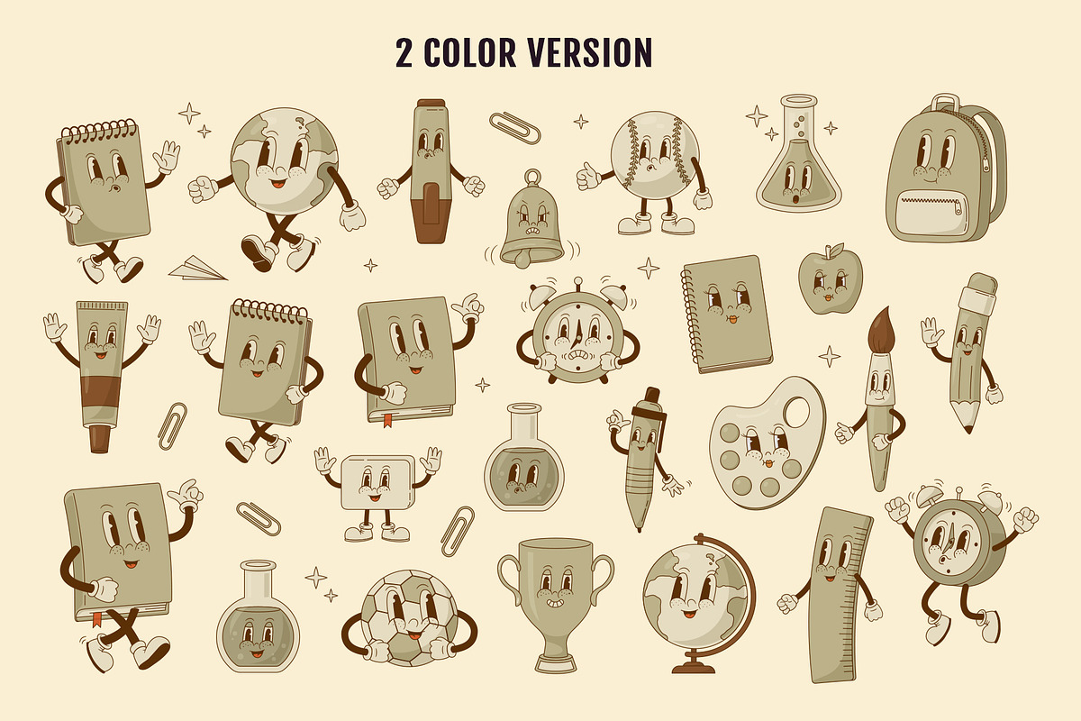 Retro Cartoon School Characters, an Education Illustration by Nadezhda Mikhailova (Photo 3 of 9)