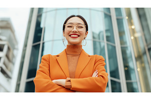 Confident Asian businesswoman in an, a Person Photo by Sergey Kotenev