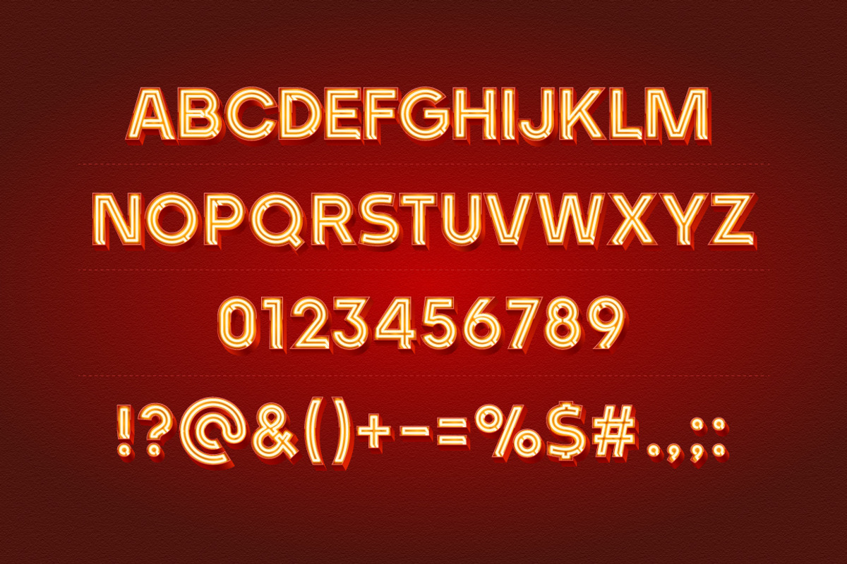 Realistic vector neon alphabet 2 preview 2