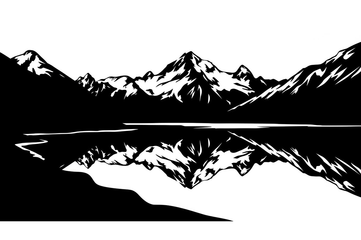 Minimal Mountain Lake Silhouette, a Graphic by hafijul (Photo 4 of 15)