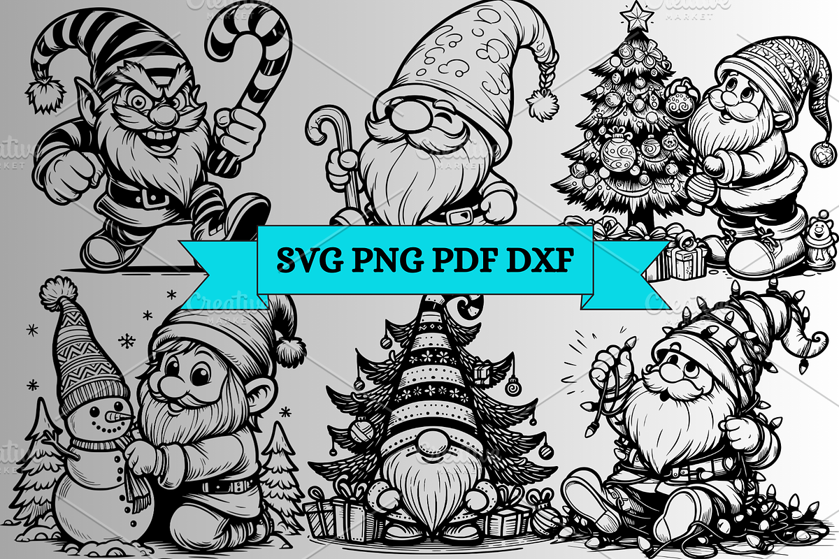 Gnome Christmas SVG PNG, a Seasonal Illustration by Easli-Done Designs (Photo 1 of 4)