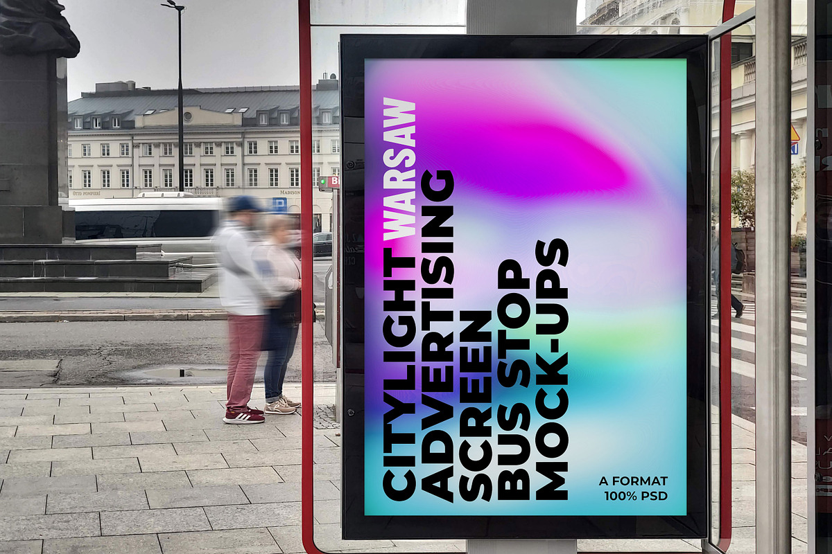 Warsaw Citylight Ad Bus Stop 8 v1, an Advertising Mockup by Graphic Shelter (Photo 2 of 6)