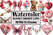 Valentine's Embroidery Clipart, an Illustration by Design Market (Thumbnail 1 of 3)