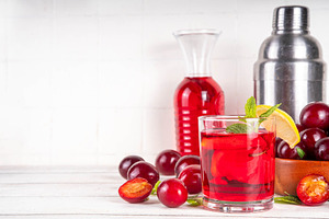 Cherry plum lemonade or mojito cocktail, a Food & Drink Photo by Rimma