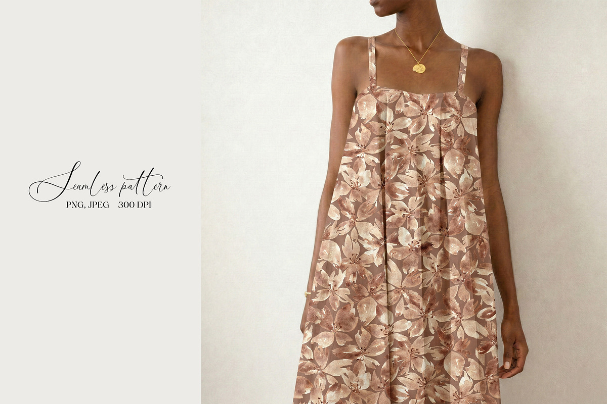 Mocha mousse flowers seamless patter, a Pattern Graphic by SirenaArt (Photo 2 of 16)