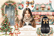Retro 50's Christmas Clipart, an Illustration by NadiaTheronArt (Thumbnail 1 of 5)