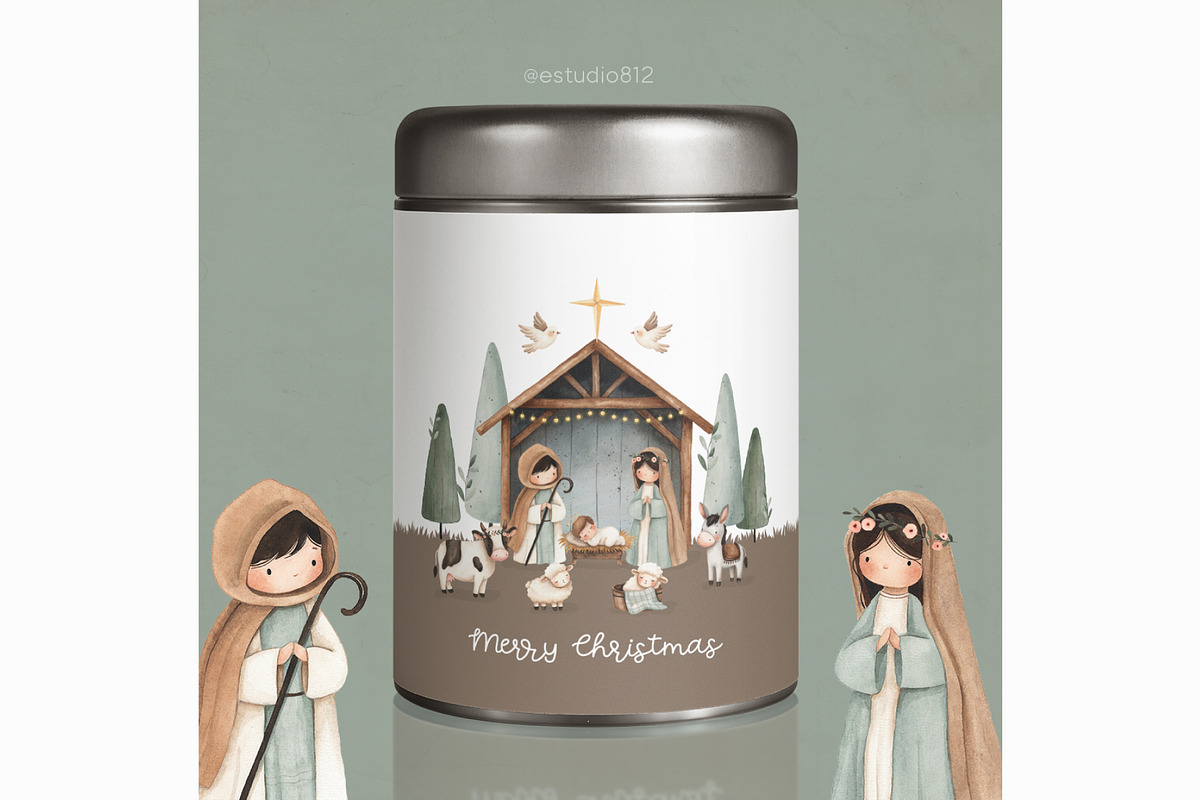 Watercolor Nativity Scene, a Decorative Illustration by Estudio 812 (Photo 7 of 10)