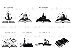 Book Silhouette Clipart, Open Book