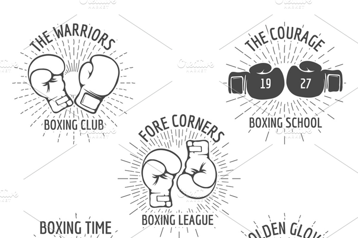 Vintage boxing logo set, a Sport Illustration by Microvector