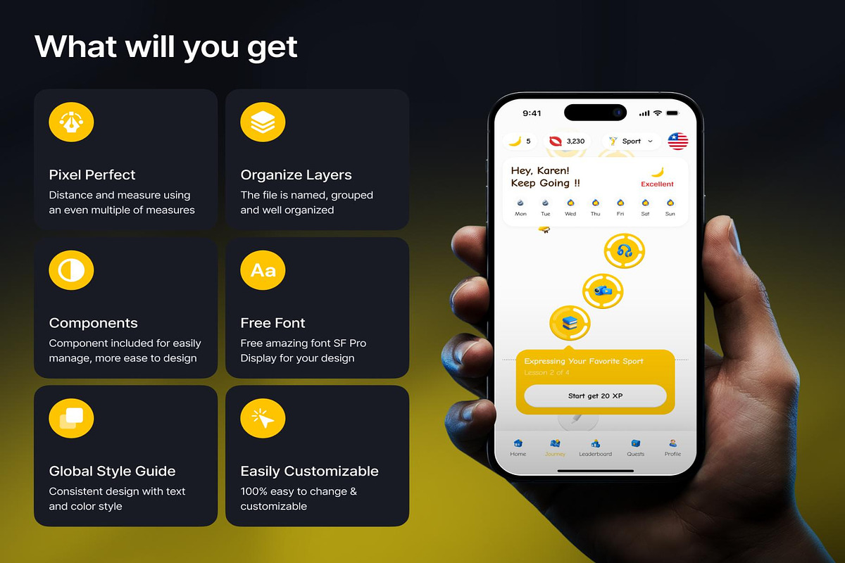 Banano Language Learning App UI Kit, an UI Kit Template by Lumina_ui_ux202 (Photo 2 of 8)