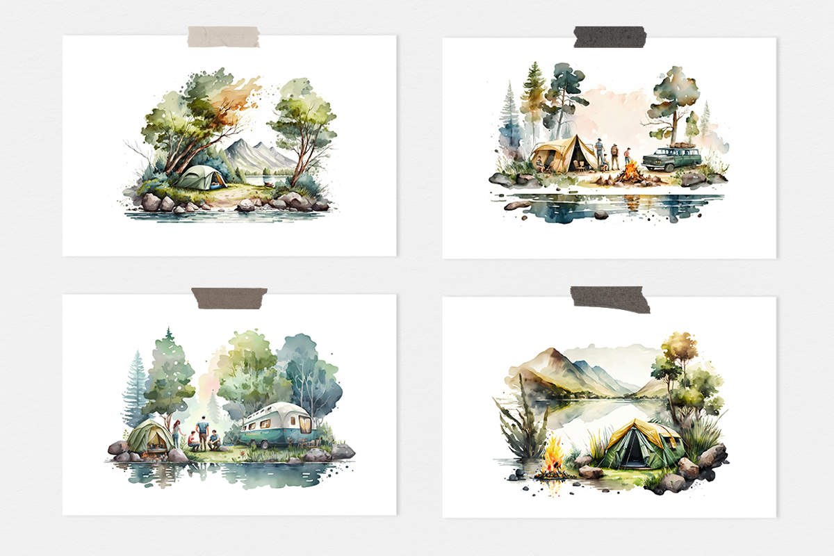 Camping Watercolor Collection, a Sport Illustration by artsy-fartsy (Photo 3 of 8)