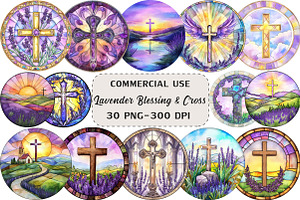 Lavender Blessing & Cross Stained, an Illustration by Craft Nest