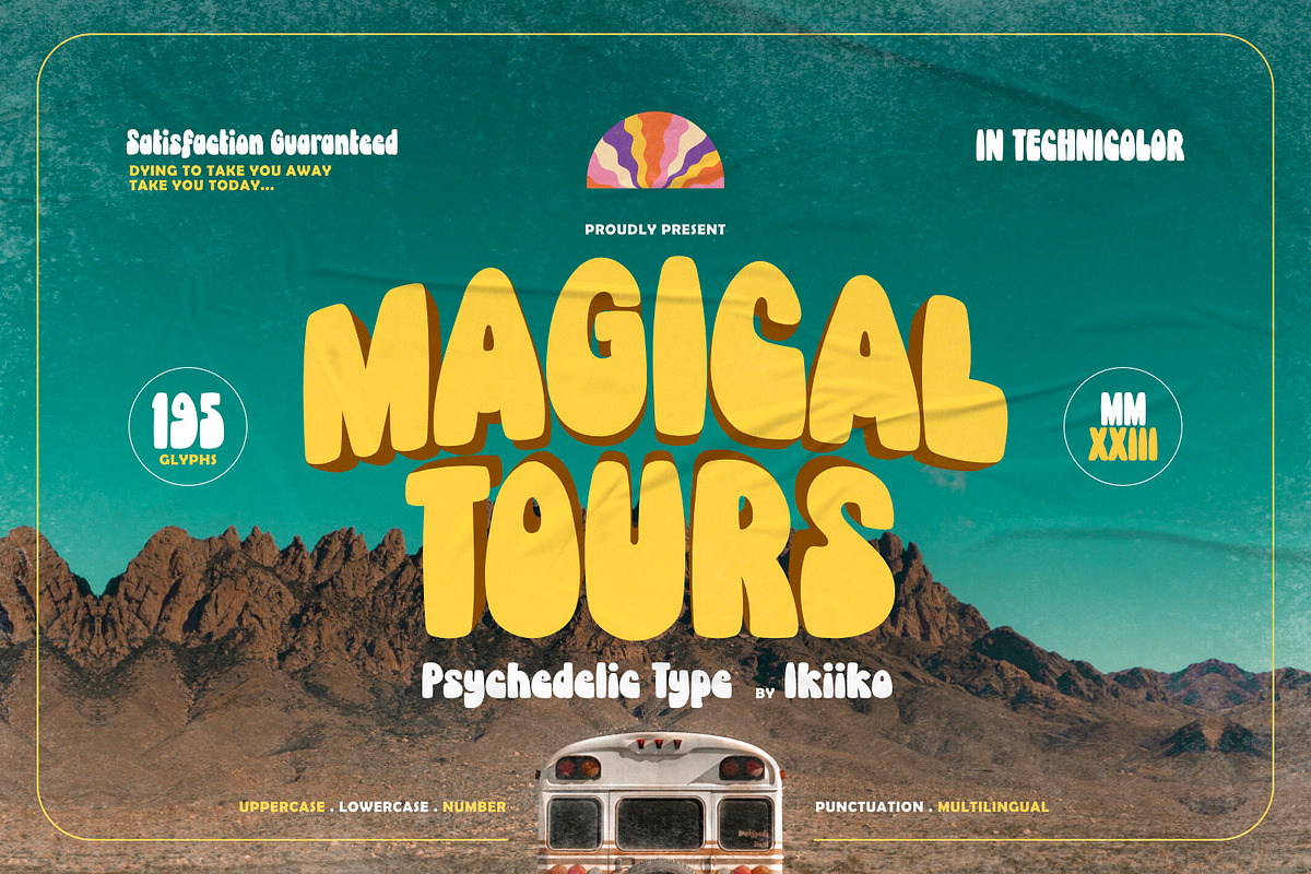 Magical Tours - Psychedelic Type, a Sans Serif Font by ikiiko (Photo 1 of 7)