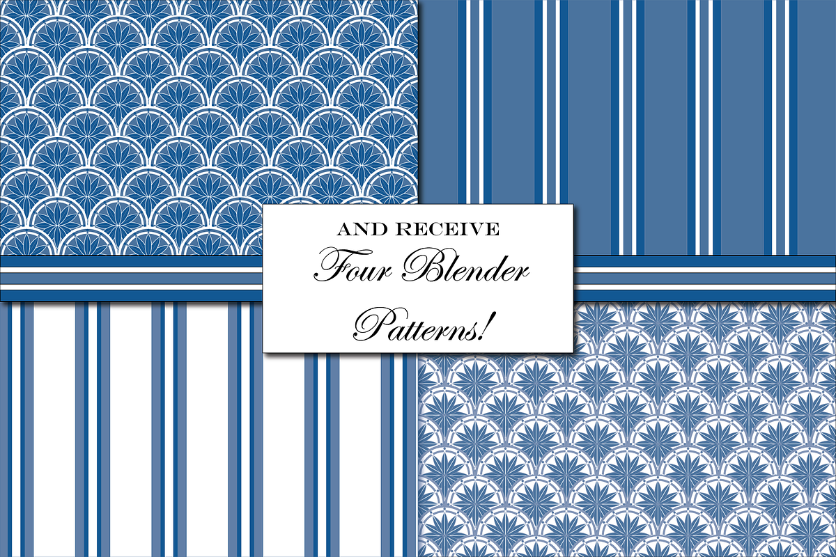 Toile de Jouy Patterns - Blue White, a Pattern Graphic by RachelStudio (Photo 7 of 8)