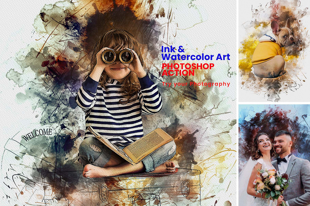 Ink & Watercolor Art PhotoshopAction, an Action Add-On by MRI STUDIO (Photo 1 of 11)