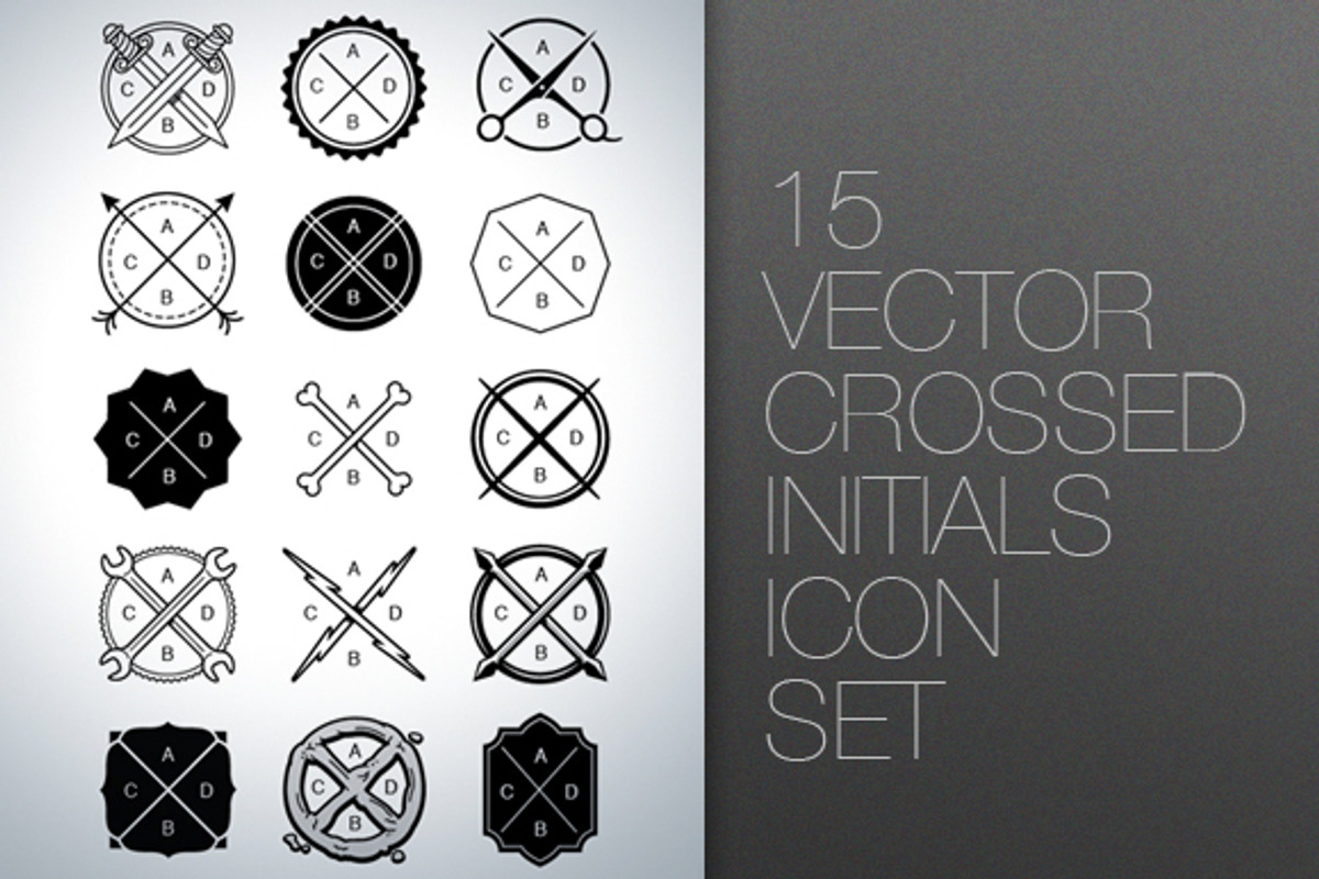 Vector Crossed Initials Icon Set, an Icon by END (Photo 1 of 3)