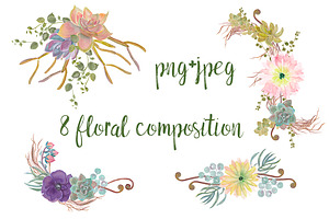 Watercolor Succulent Compositions