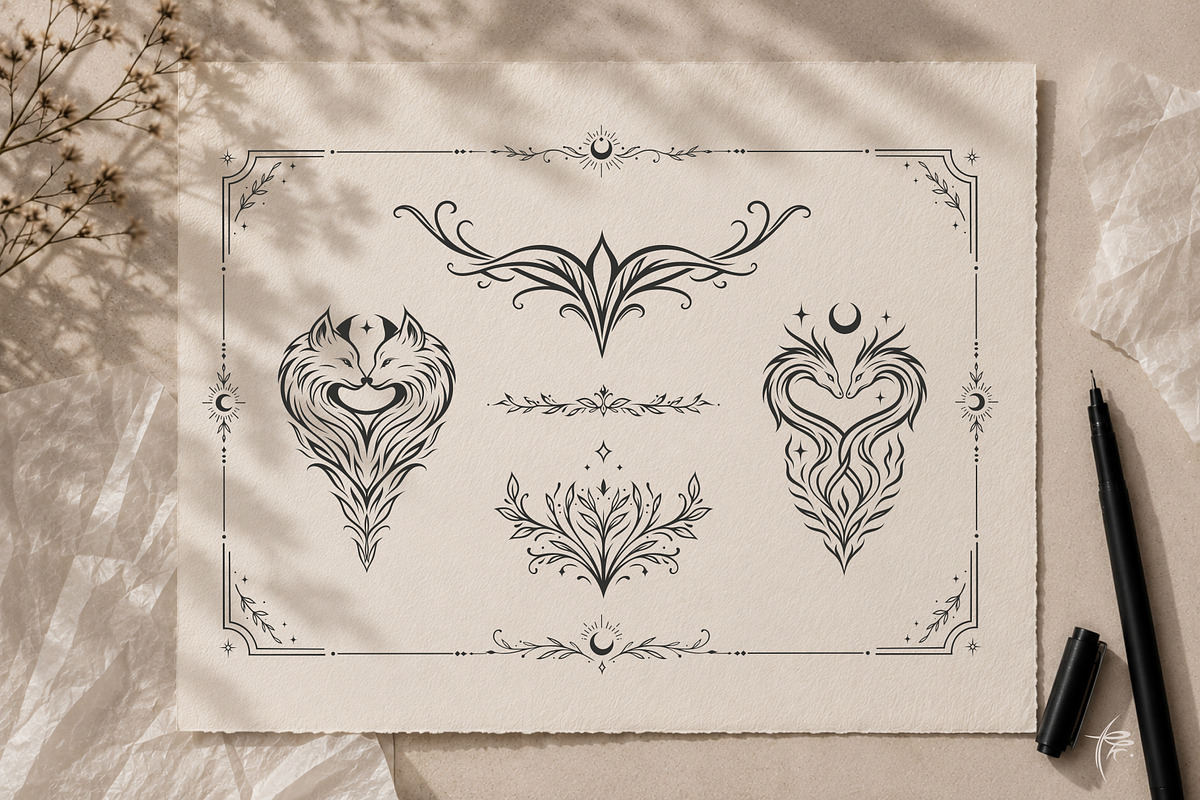 Heartful Animals - Tattoo Vector Set, an Object Illustration by Christine Krahl (Photo 2 of 16)