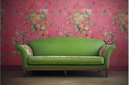 British indian big green sofa, a Background Photo by Ylivdesign