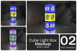 Cube Light Box Mockup, an Advertising Mockup by Permadi Creative