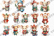 Christmas clipart, Cute little mouse, an Animal Illustration by vivastarkids (Thumbnail 2 of 4)