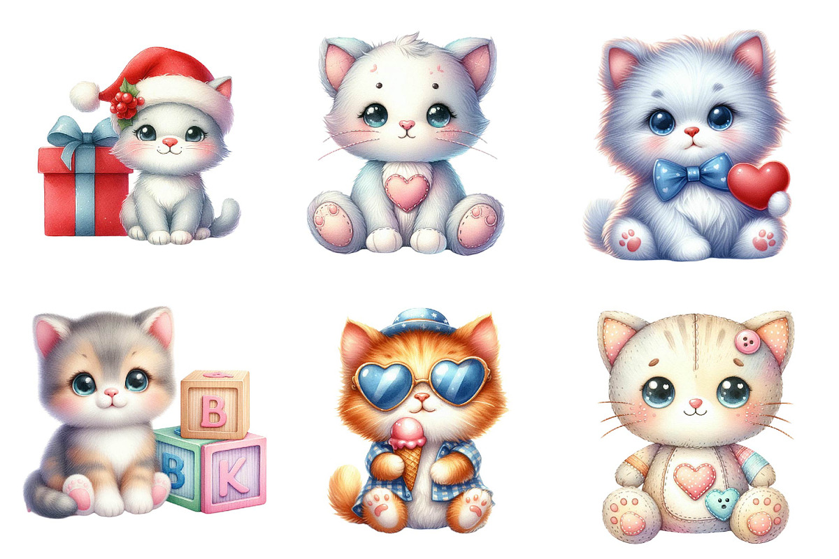 Cute Plush Toy Cat Clipart, an Illustration by CreationArt (Photo 4 of 5)