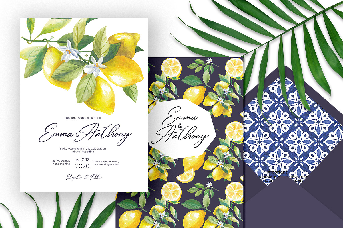 Fresh lemonade Wedding Suite, an Invitation Template by HannaSymo (Photo 6 of 7)