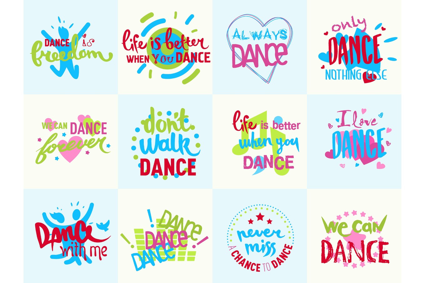 Handdrawn lettering Love Dance and Music phrase isolated on white ...