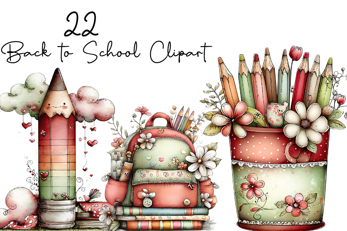 Back to School Clipart Bundle, a Seasonal Illustration by DreamArtGraphic (Photo 1 of 4)
