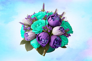 Purple And Turquoise Bouquets PNG