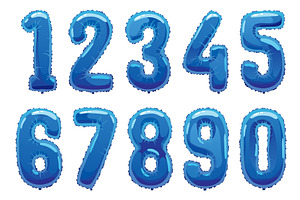Helium blue balloons numbers, an Object Illustration by Things for designers