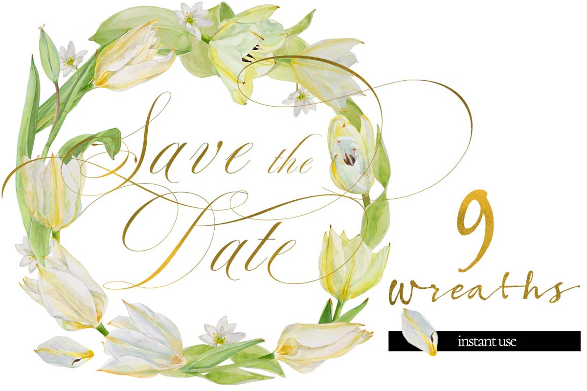 White Bouquets&Wreaths in watercolor, an Illustration by watercolorwild.graphics (Photo 7 of 14)