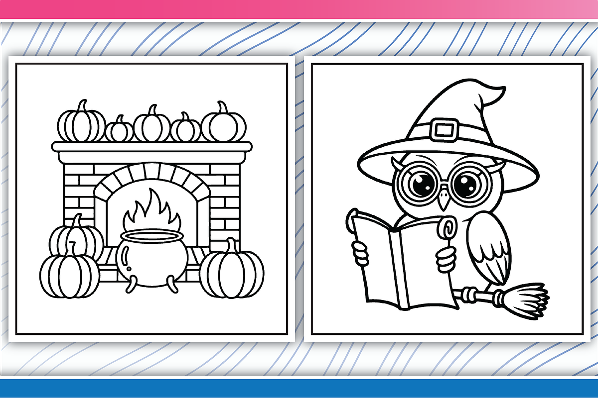 Vintage Halloween Coloring Pages, an Illustration by LightExpress (Photo 3 of 5)