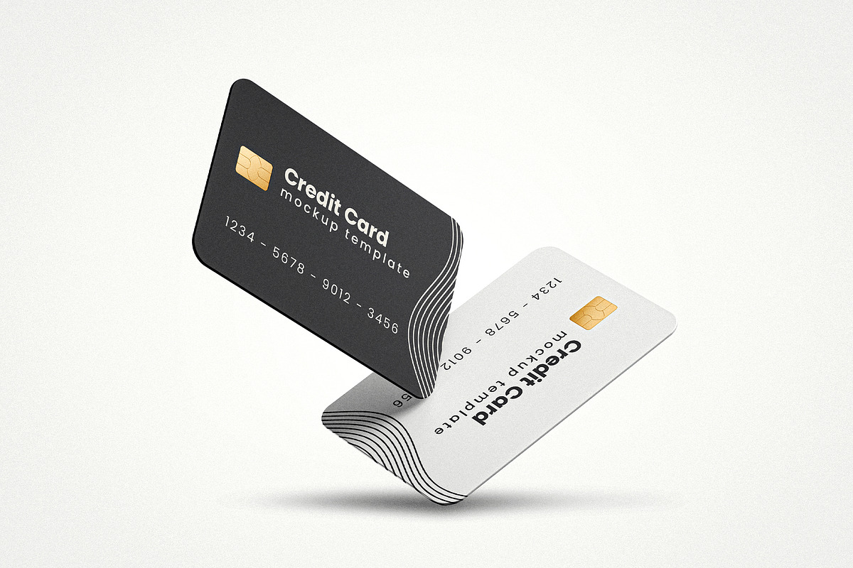 Floating Credit Cards Mockup, a Product Mockup by Designer Dude