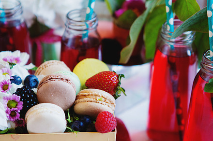 Macarons and lemonade featuring macarons, macaroon, and berry