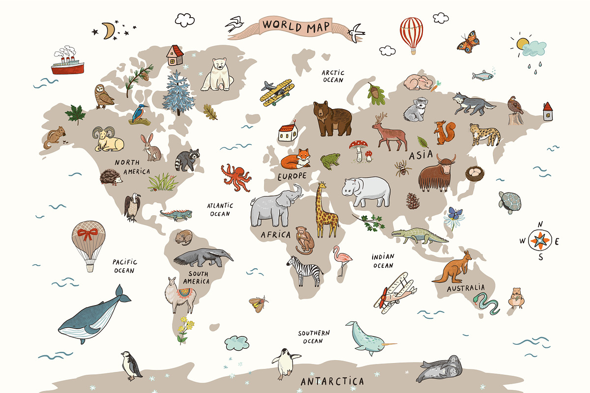 Animals World Map, an Animal Illustration by GooseFrol (Photo 1 of 3)