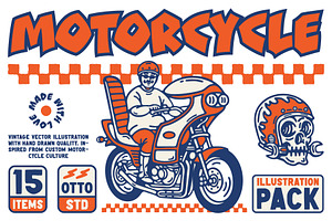 Motorcycle Illustration Pack, a Transportation Illustration by Otto.std