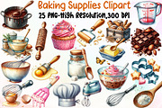 Baking Supplies Clipart Set Watercol, an Illustration by Sublimation Artist (Thumbnail 1 of 6)